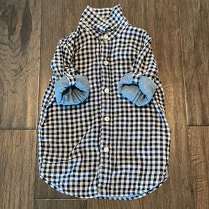 Gap Navy Blue Gingham Rolled Sleeves w/Denim 4-5T